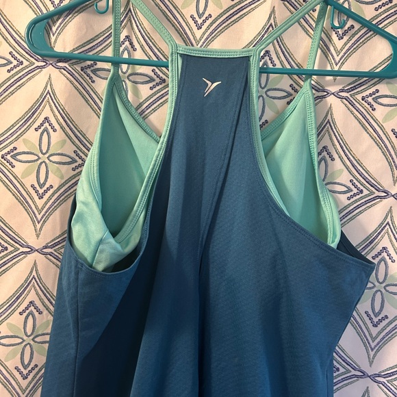 ACTIVE Teal Activewear Top with Under Cropped Tank Underneath/Ballooned Waist - Picture 7 of 8